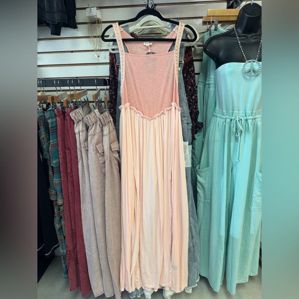 NWT POL Slit Crochet Strap Sleeveless Blush Maxi Dress - Picture 7 of 8